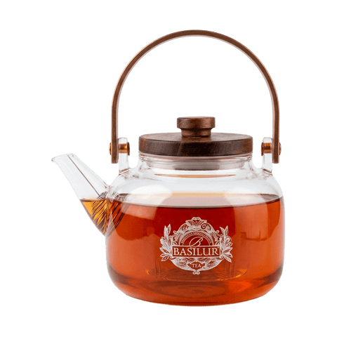 Tetera de Vidrio con Asa Metálica y Tapa de Madera - Basilur Tea Chile