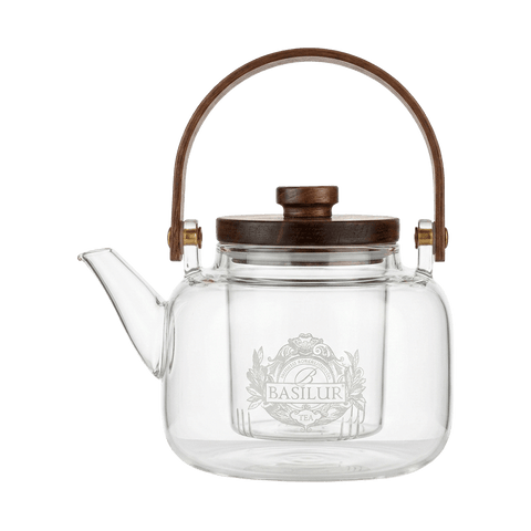 Tetera de Vidrio con Asa Metálica y Tapa de Madera - Basilur Tea Chile