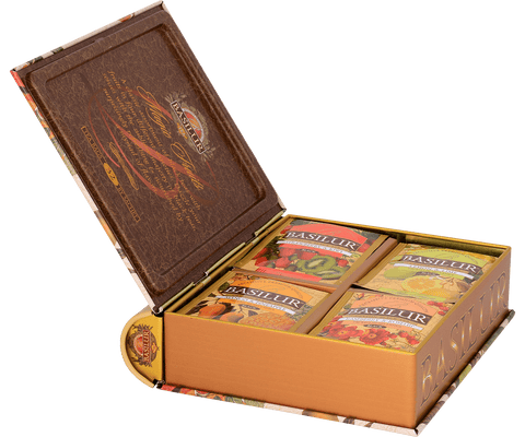 Te negro Ceylon. Lata Regalo Tea Book Magic Fruits Assorted 32 Bolsas