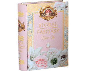 Te Ceylon - Lata Regalo Floral Fantasy Vol 1  20 piramides (Te Verde con Hibiscus, hojas de meta y rosas. )